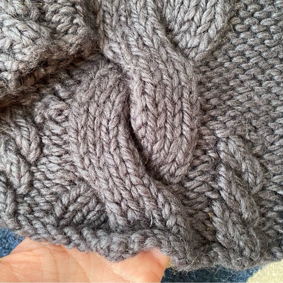 ❄️ WILLI SMITH GREY MIDNIGHT BLUE CHUNKY WOOL HAND KNIT TURTLENECK SWEATER! - Picture 8 of 9